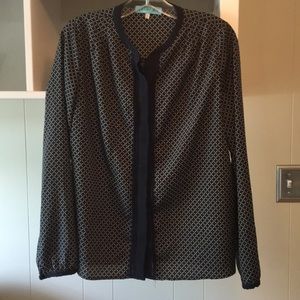 Navy and green blouse